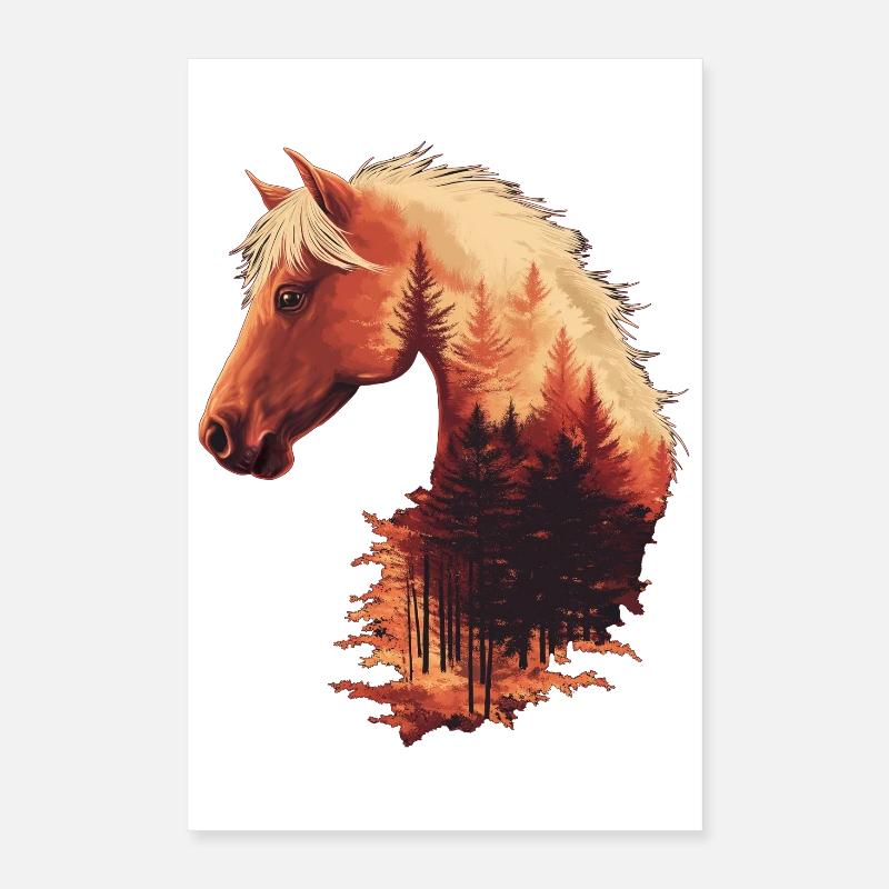 Pferd Herbst Poster 40x60 cm