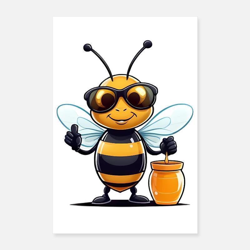 Lunettes de soleil Bee avec pot de miel Poster 40 x 60 cm
