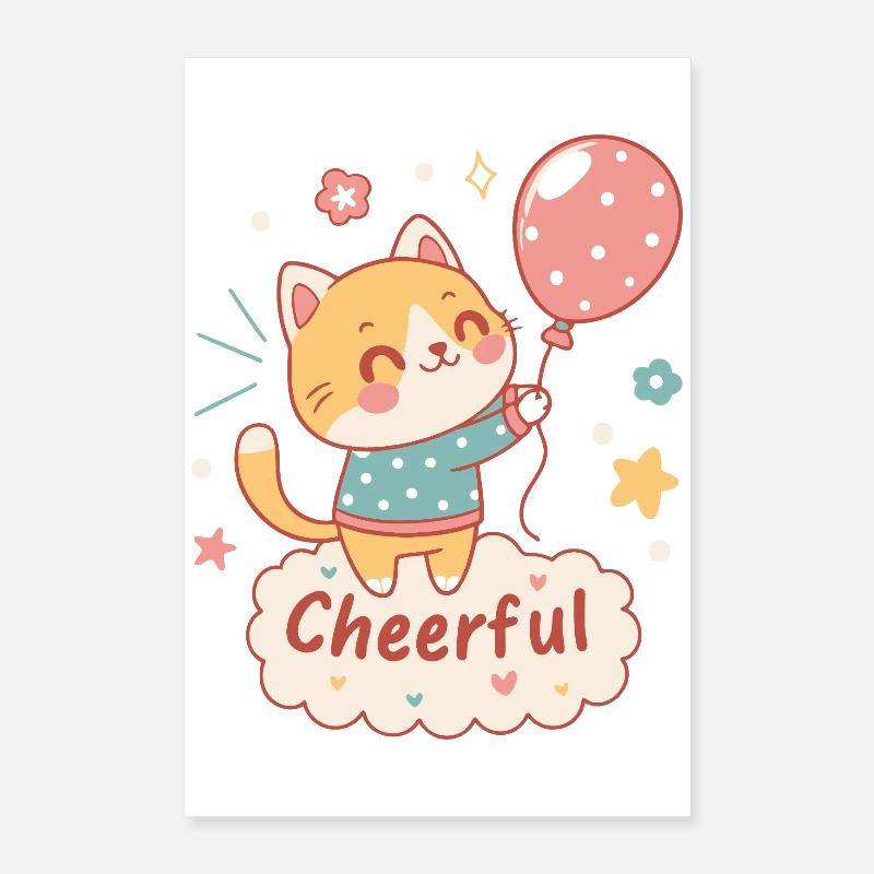 Chat Ballon Festif Poster 40 x 60 cm