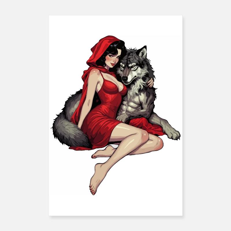 Le Petit Chaperon Rouge avec le Mauvais Loup Poster 40 x 60 cm