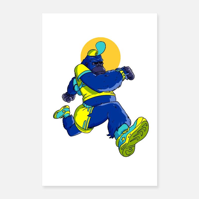 Blauer Gorillaläufer Poster 40x60 cm