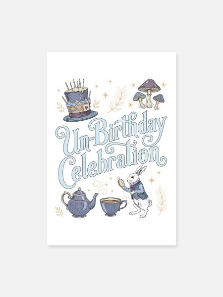 "Unbirthday" Teeparty Wunderland Geburtstag - Poster 16" x 24" (40x60 cm) - white - Front