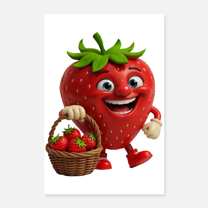 Erdbeere mit Gesicht Poster 40x60 cm