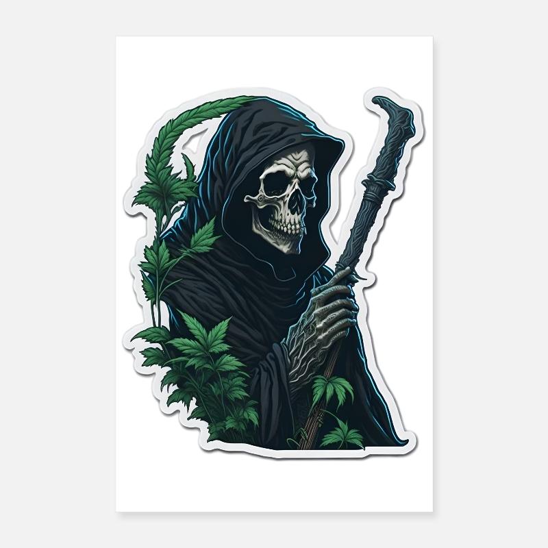 Sensenmann mit Gras Poster 40x60 cm