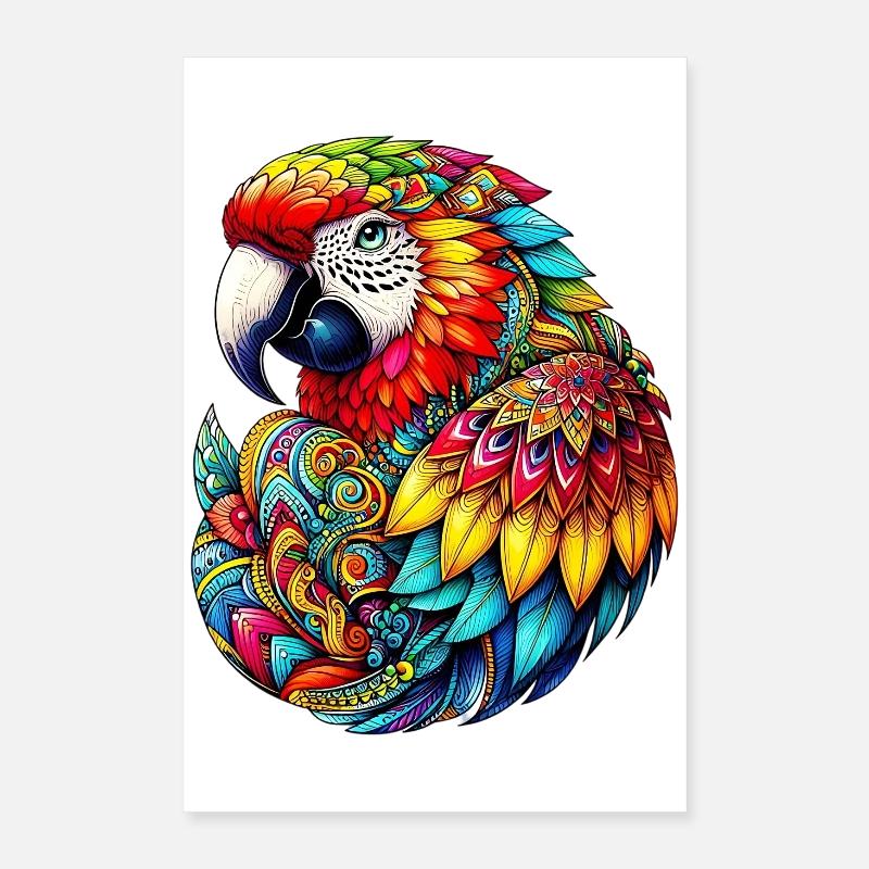 Perroquet décoré de Mandalas Poster 40 x 60 cm