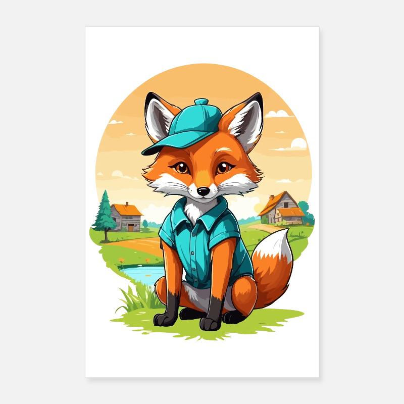 Fuchs mit Mütze Poster 40x60 cm