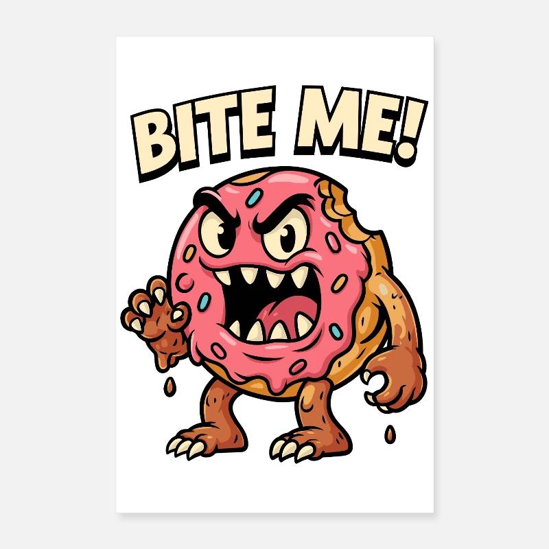 Illustration de monstre de beignet vif Poster 40 x 60 cm