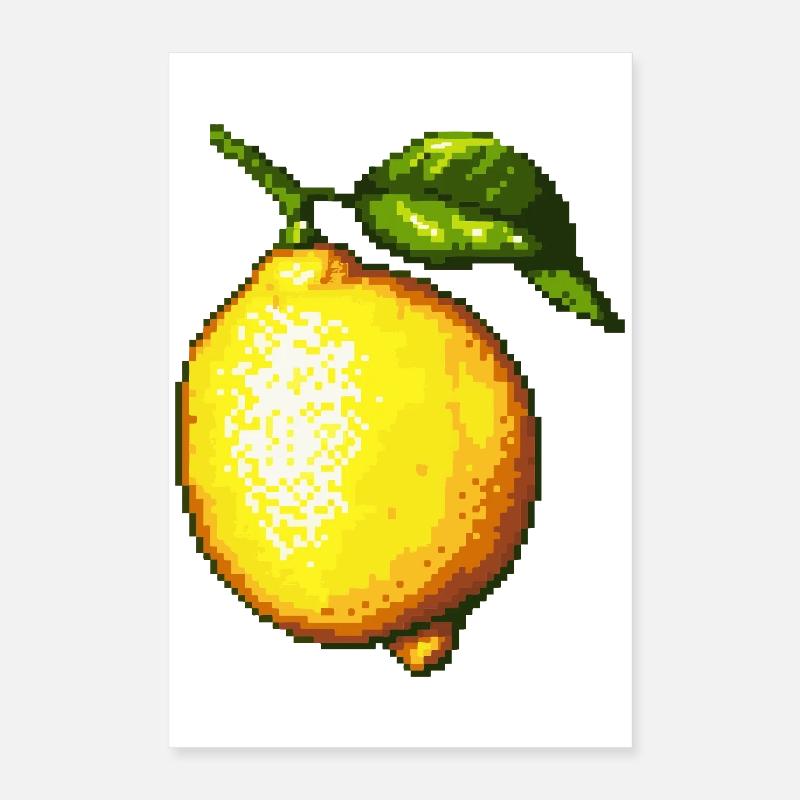 Pixel Lemons Rétro Fruit Art Poster 40 x 60 cm