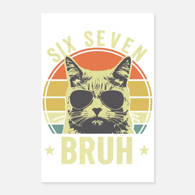 Funny 67 Bruh Cat Meme Poster 40x60 cm