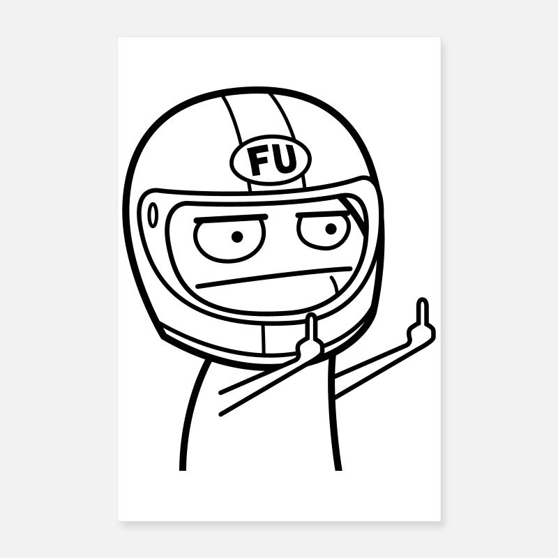 FU Meme mit Motorradhelm (Farbe änderbar) Poster 40x60 cm