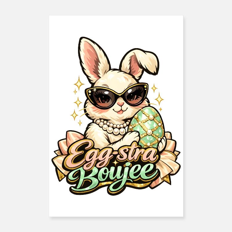 Egg-stra Boujee Easter Bunny Easter Poster 16" x 24" (40x60 cm)