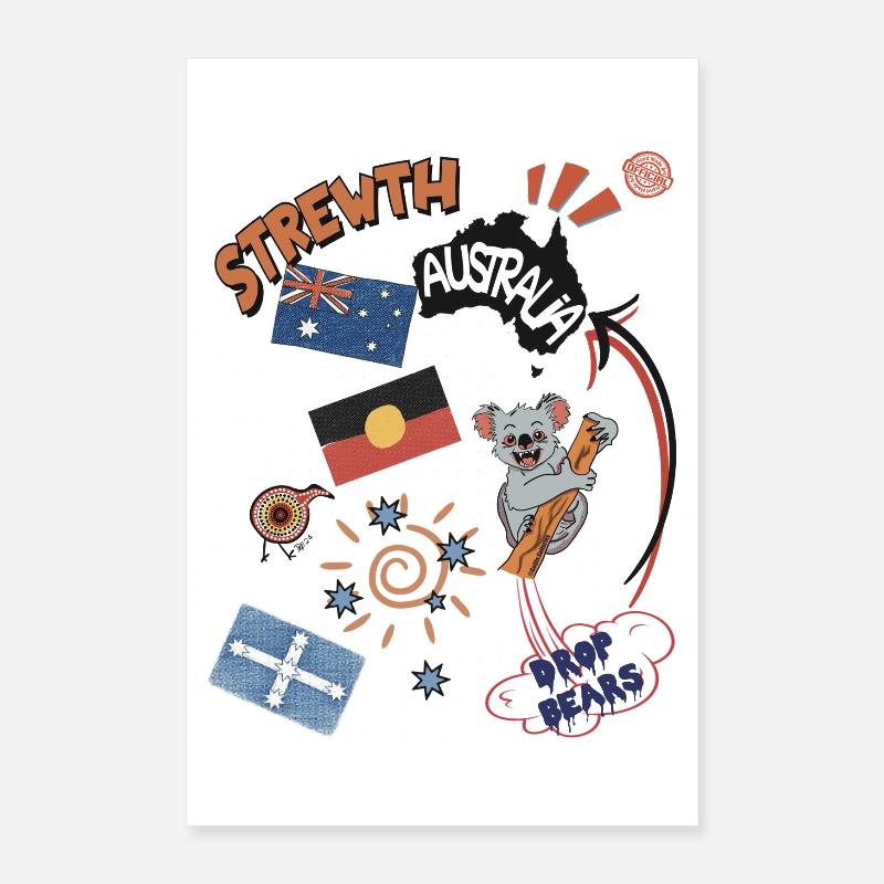 Collage australien Strewth & Drop bears Poster 40 x 60 cm
