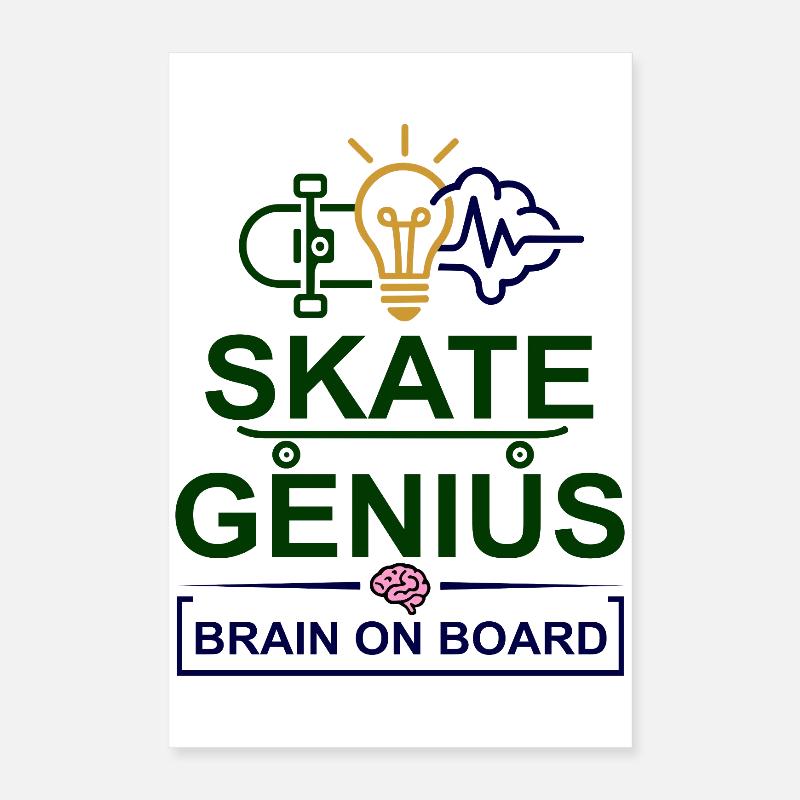Skate Genius Brain à bord Poster 40 x 60 cm