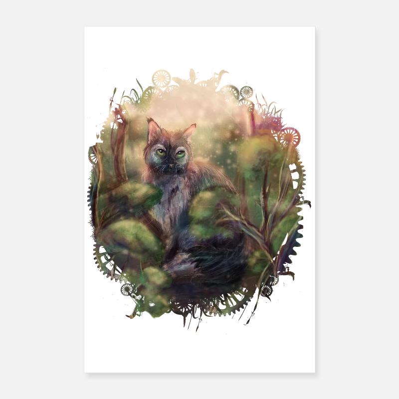Chat sauvage dans la forêt Poster 40 x 60 cm