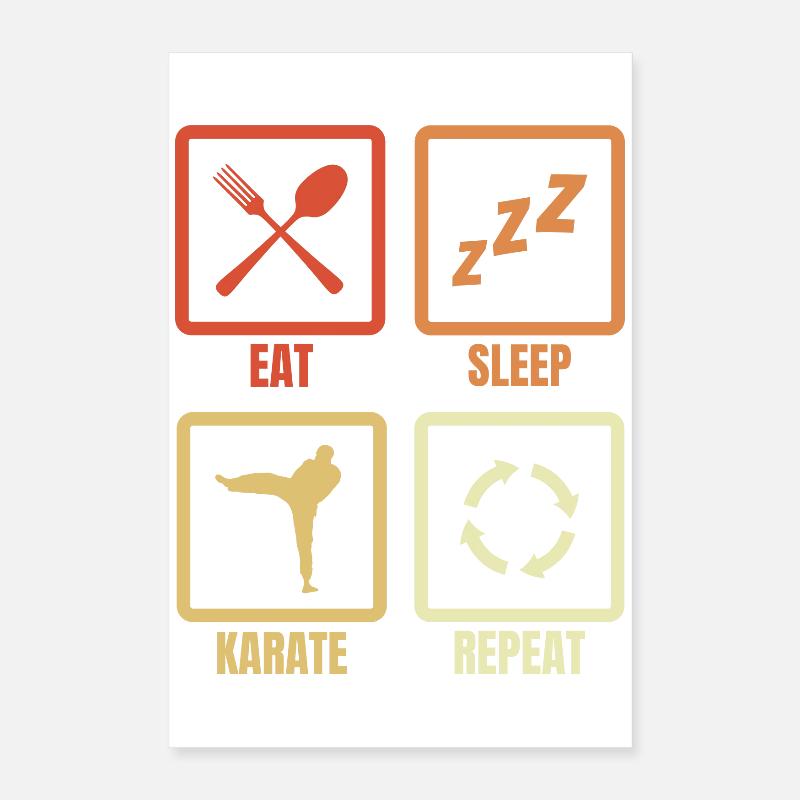 Manger Sommeil Karaté Répéter Poster 40 x 60 cm