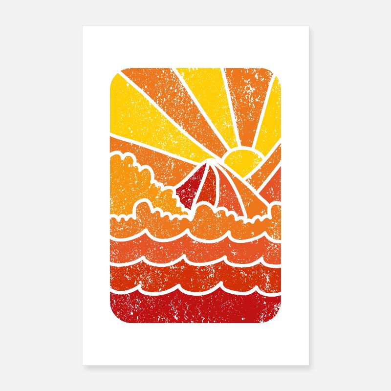 Coucher de Soleil Marin Retro Poster 40 x 60 cm