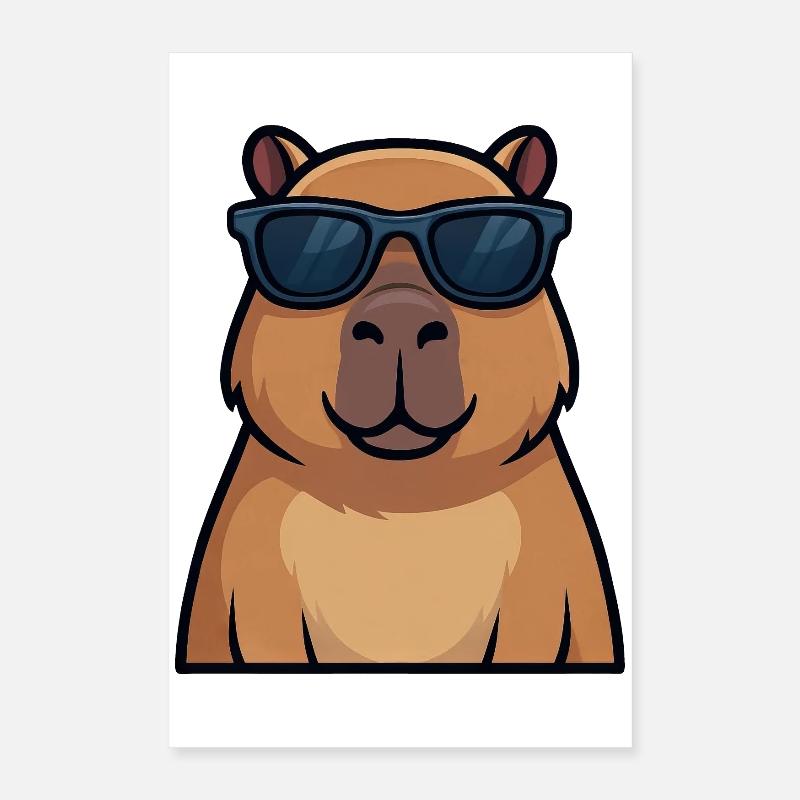 Cool Hamster Capybara Lunettes de soleil Summer Vibes Poster 40 x 60 cm