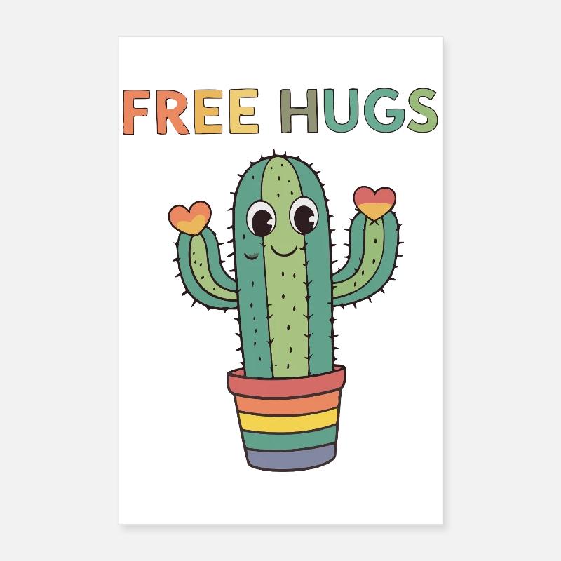 Cactus Rainbow Cuddles Poster 16" x 24" (40x60 cm)
