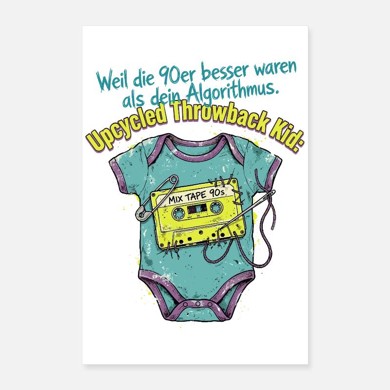 90er Upcycled Throwback Retro Kassette Poster 40x60 cm