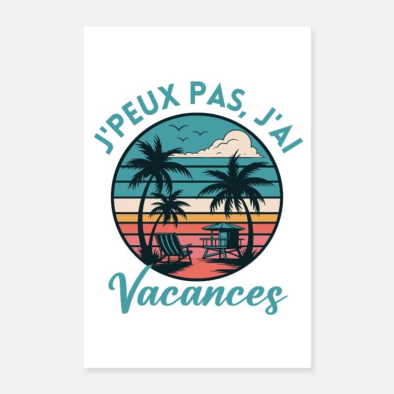 Vacance Palmiers Coucher Soleil Poster 40 x 60 cm