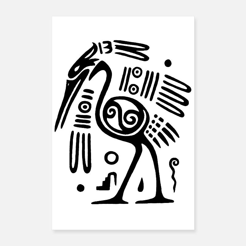 Oiseau totem noir Poster 40 x 60 cm