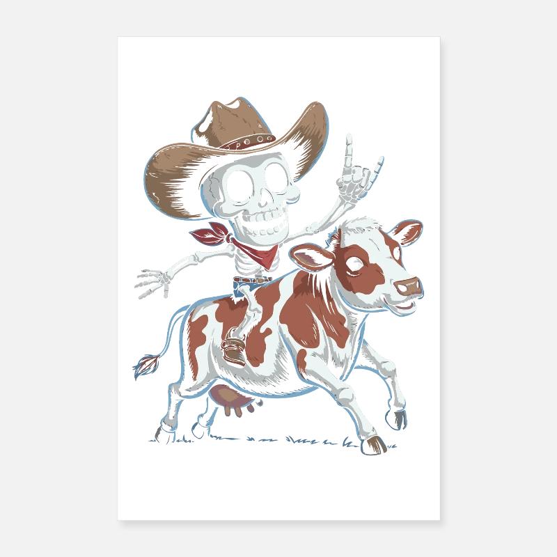 Skelett-Cowboy reitet Kalb Poster 40x60 cm