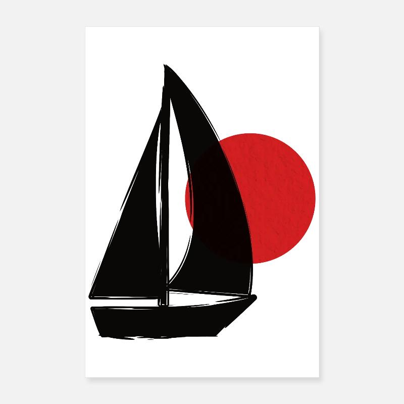Bateau avant le coucher du soleil Poster 40 x 60 cm