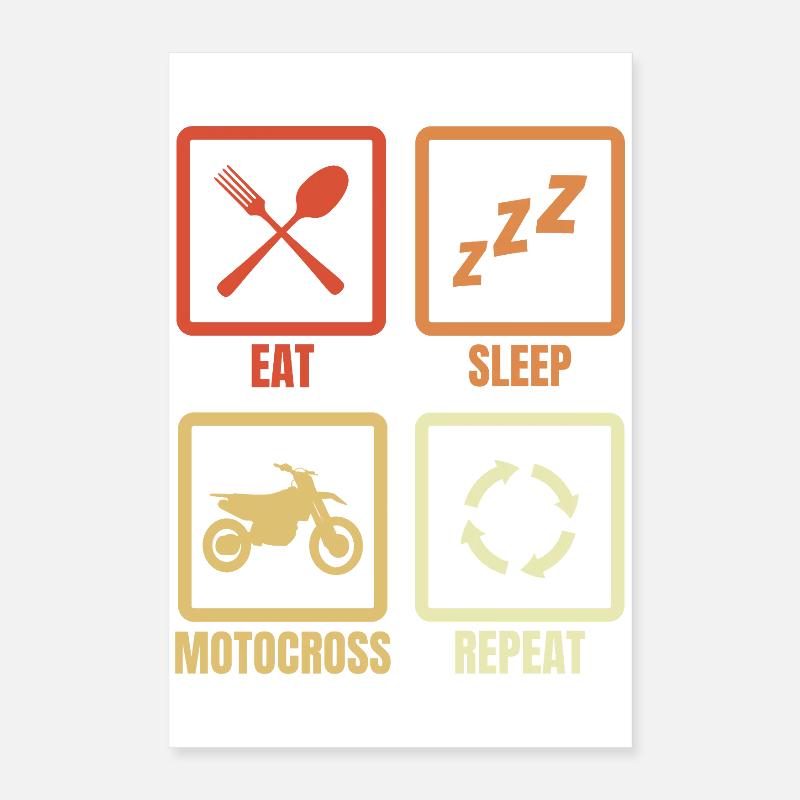 Manger, dormir, motocross, répéter Poster 40 x 60 cm