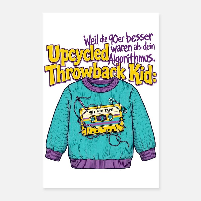 90s Upcycled Throwback Retro Cassette Poster 16" x 24" (40x60 cm)