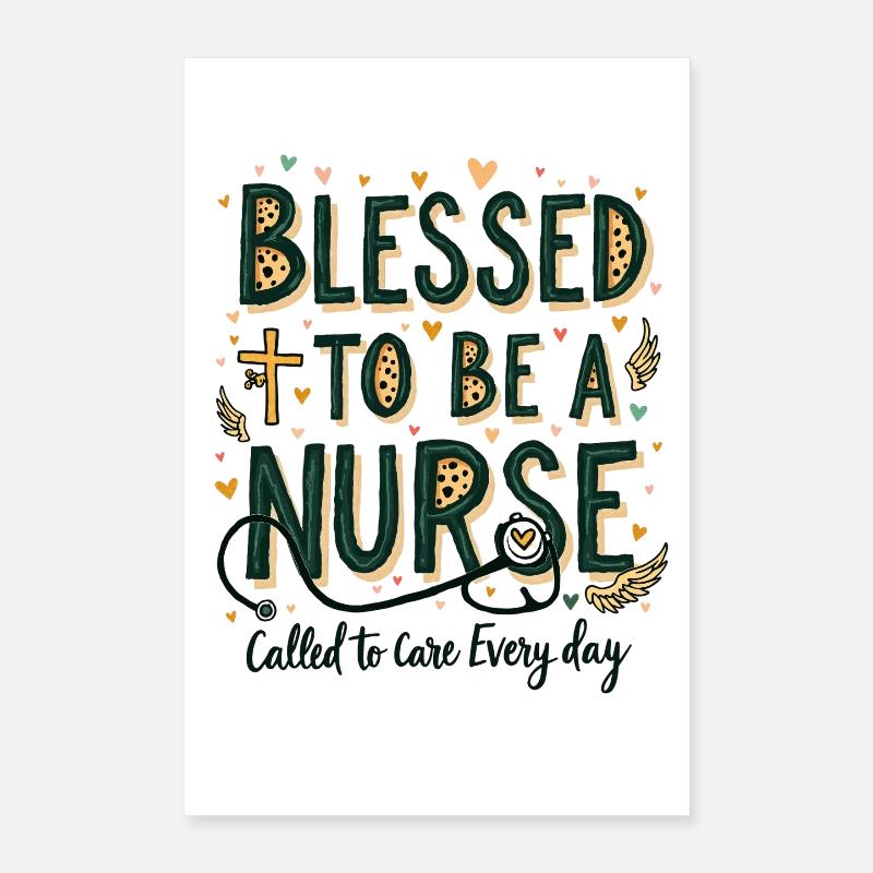 Gesegnet als Krankenschwester Medizin Glaube Gott Poster 40x60 cm