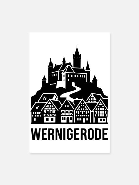 Wernigerode Harz - Poster 40x60 cm - Weiß - Vorne