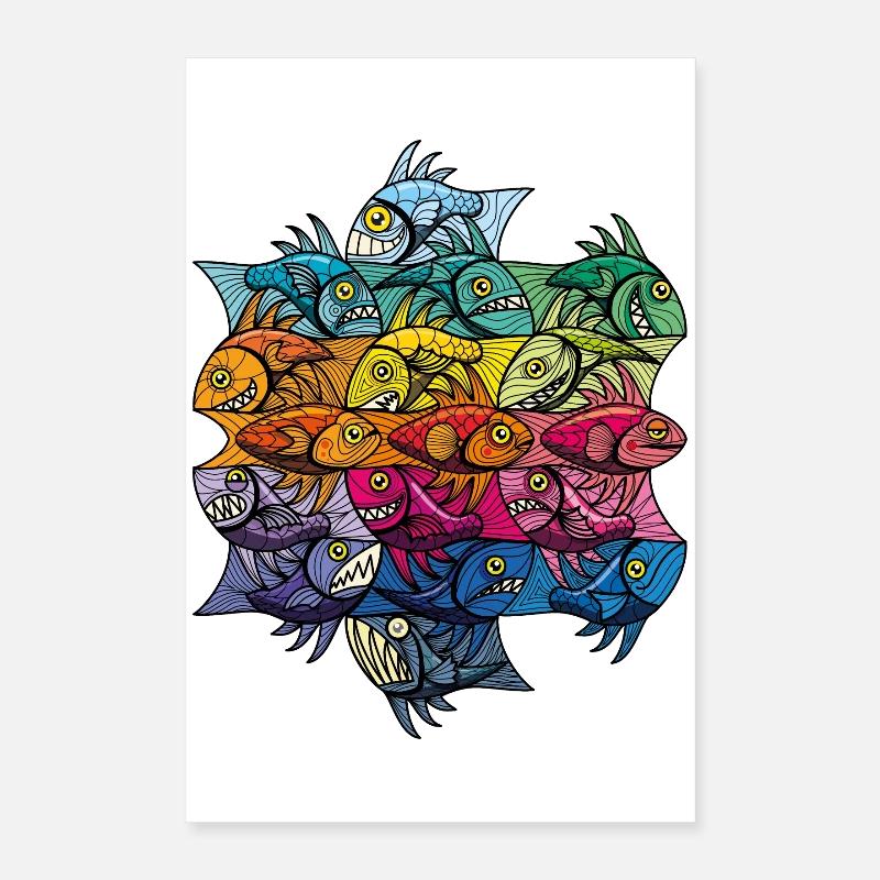Escherfish style Pattern V Poster 40x60 cm