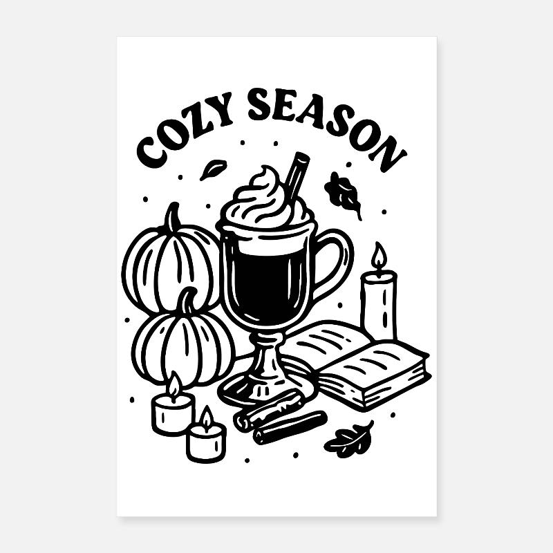 Saison douillette, Illustration d’automne Poster 40 x 60 cm