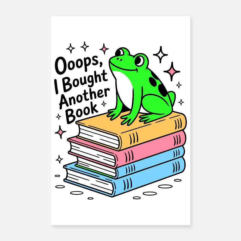 Reading Frog on Books - Literature Saying Poster 16" x 24" (40x60 cm)