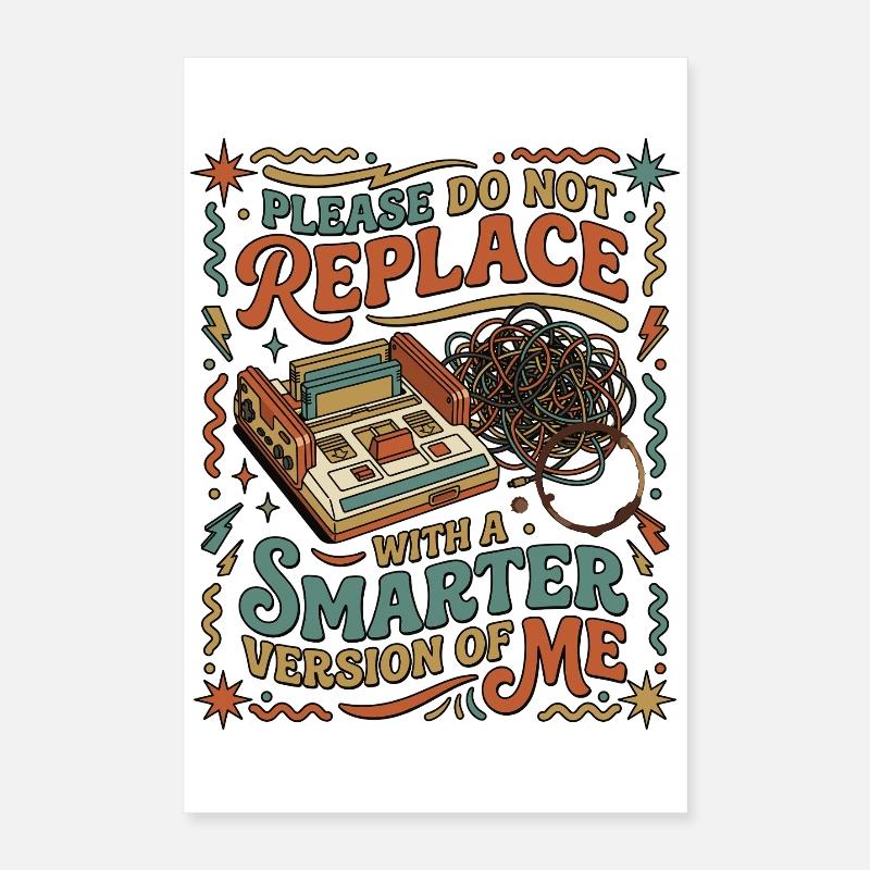 Retro Gaming KI Angst Poster 40x60 cm