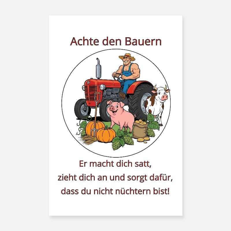 Bauernhof Traktor Rundbild Poster 40x60 cm