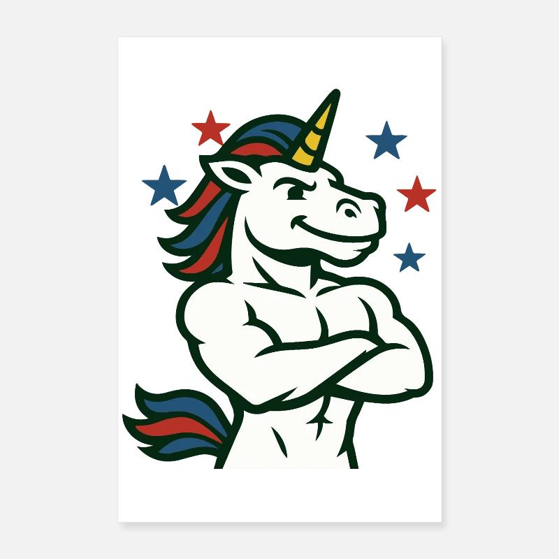 Illustration de licorne confiante Poster 40 x 60 cm