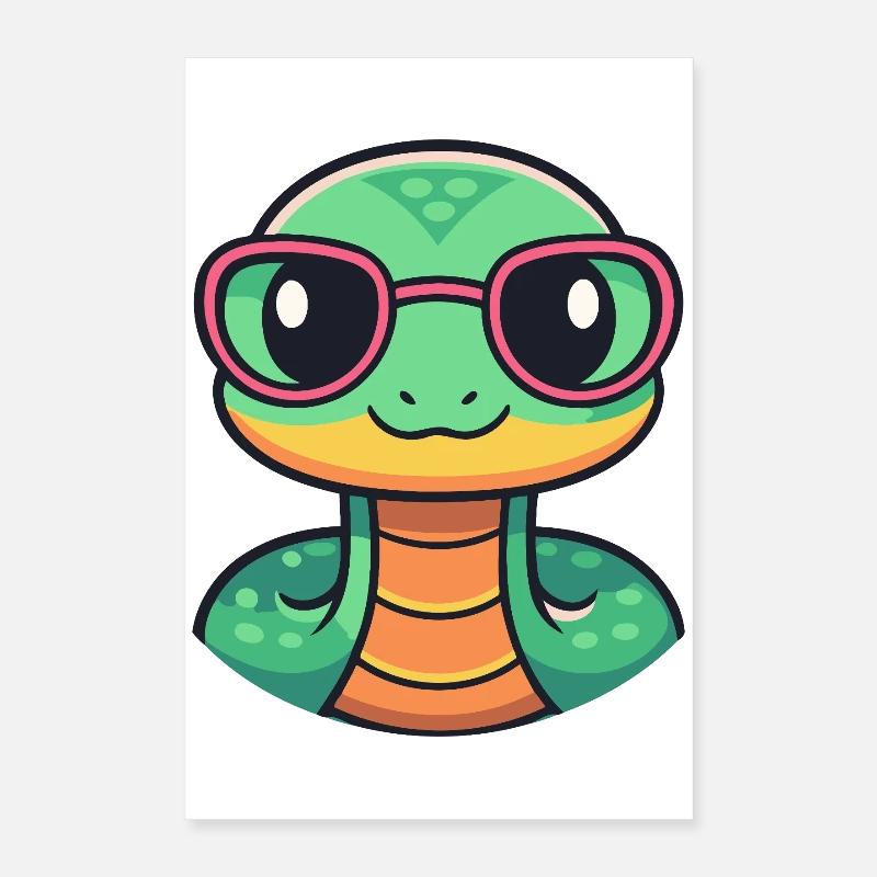 Serpent Cartoon Lunettes Nerd Poster 40 x 60 cm