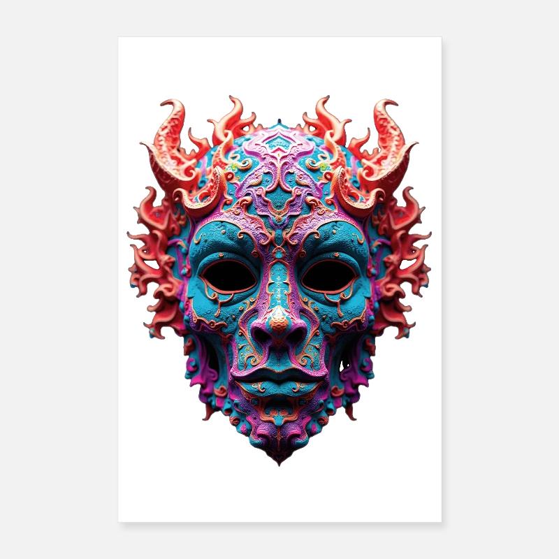 Masque orné de Démon de Feu Poster 40 x 60 cm