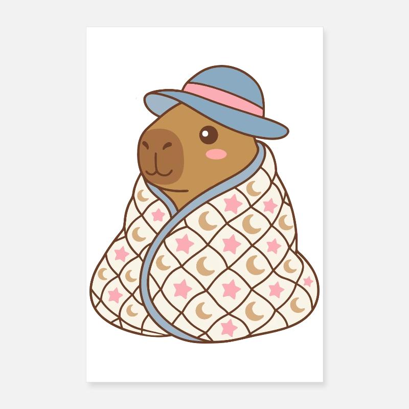 Capibara Moonstar Douillet dans le Cap Starry Qulit Poster 40 x 60 cm