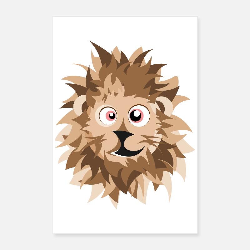 crazy lion funny motif mane comic cartoon Poster 16" x 24" (40x60 cm)
