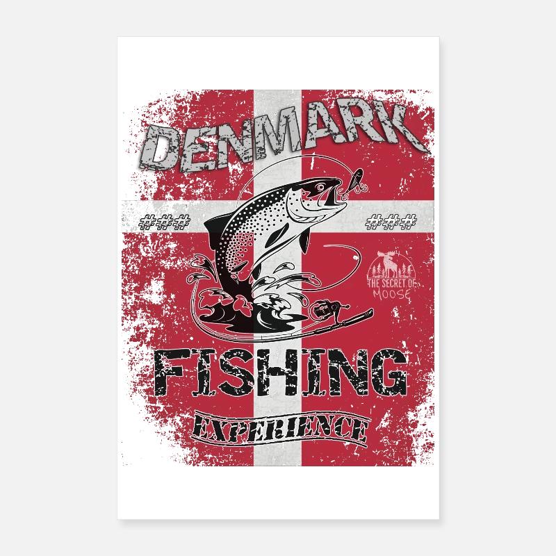 Danemark drapeau de pêche pêche poisson design Poster 40 x 60 cm