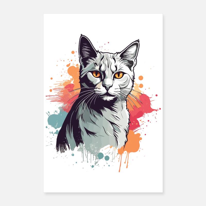 Sød grå kat Poster 40x60 cm