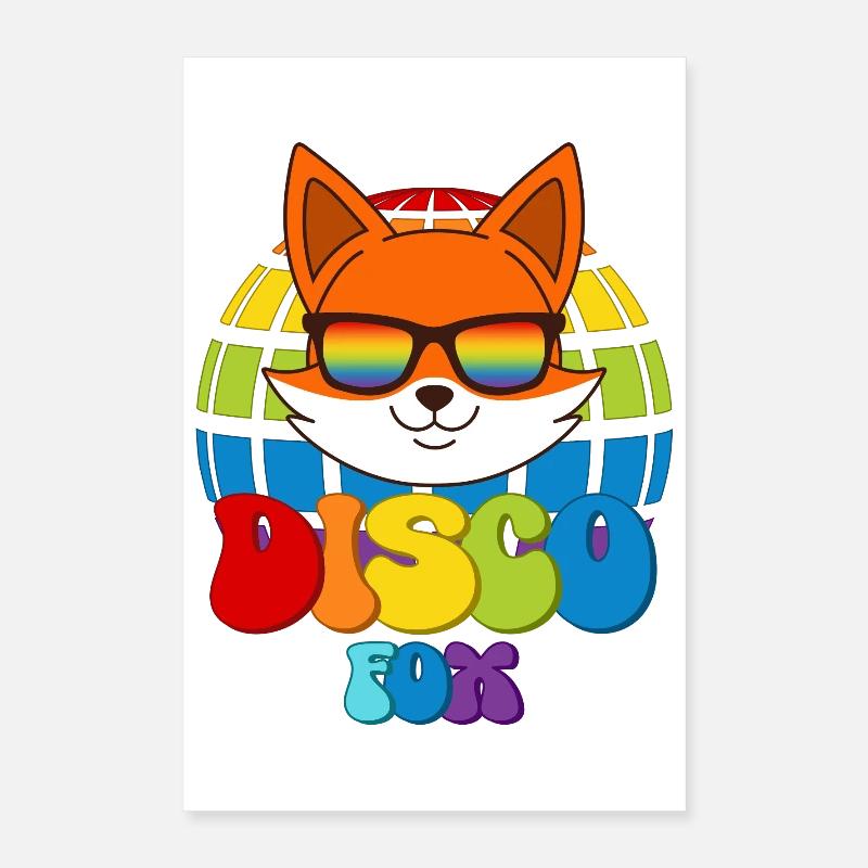 Disco Fox Discokugel Fuchs Sonnenbrille Discofox Poster 40x60 cm