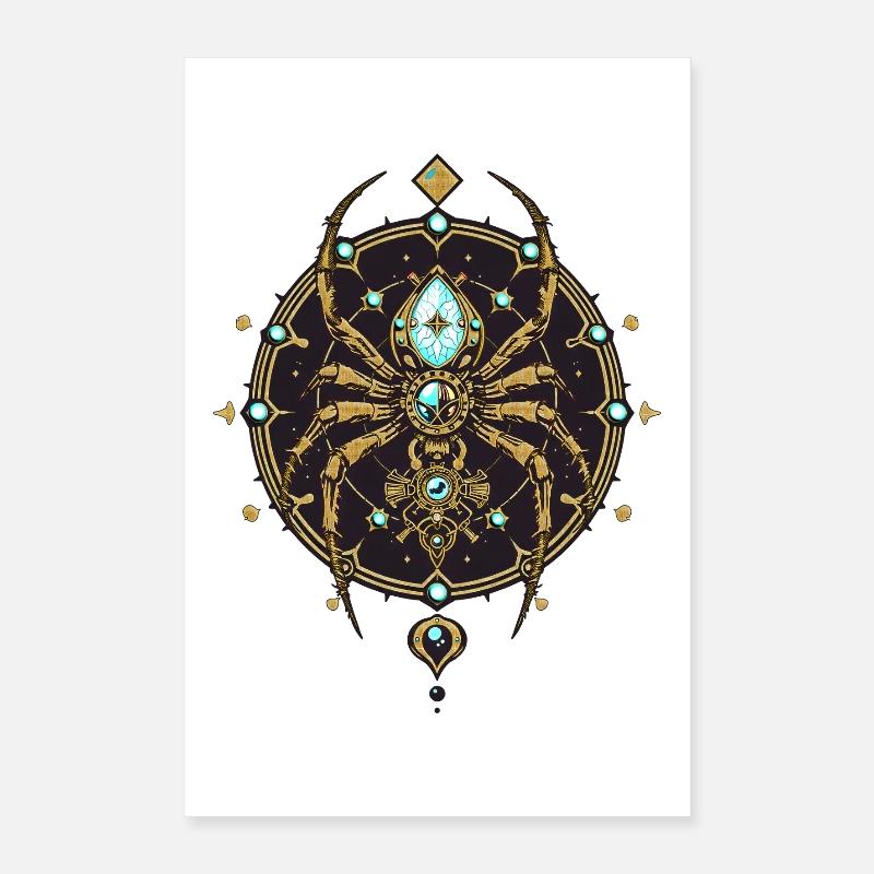 L’élégance dorée : l’araignée des secrets. Poster 40 x 60 cm