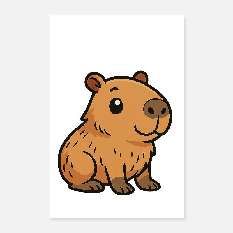 Mignon Dessin Animé Capybara, mignon et cool Poster 40 x 60 cm
