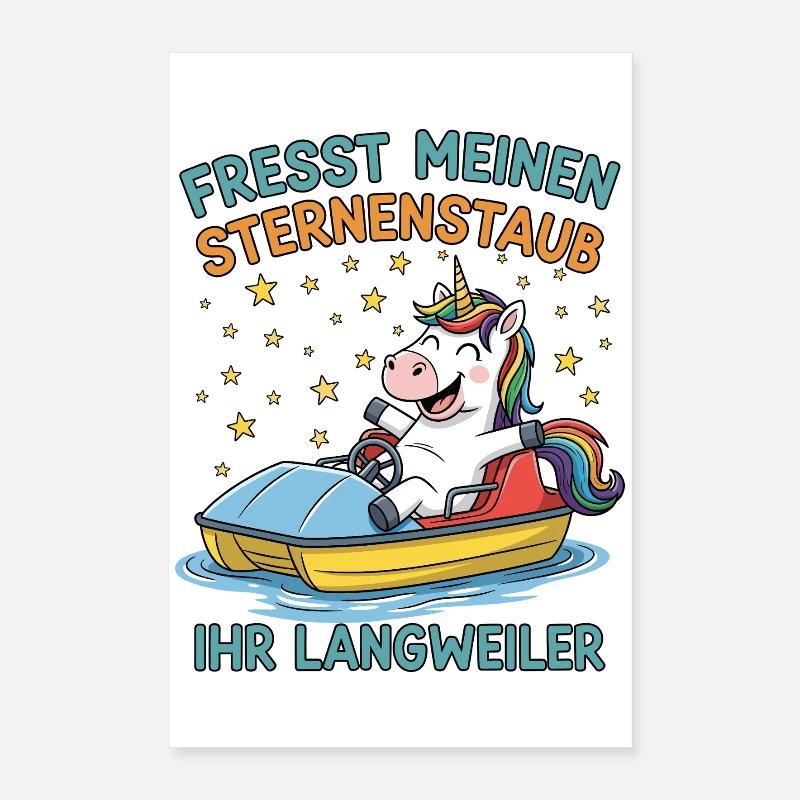Einhorn Tretbootfahrt Poster 40x60 cm