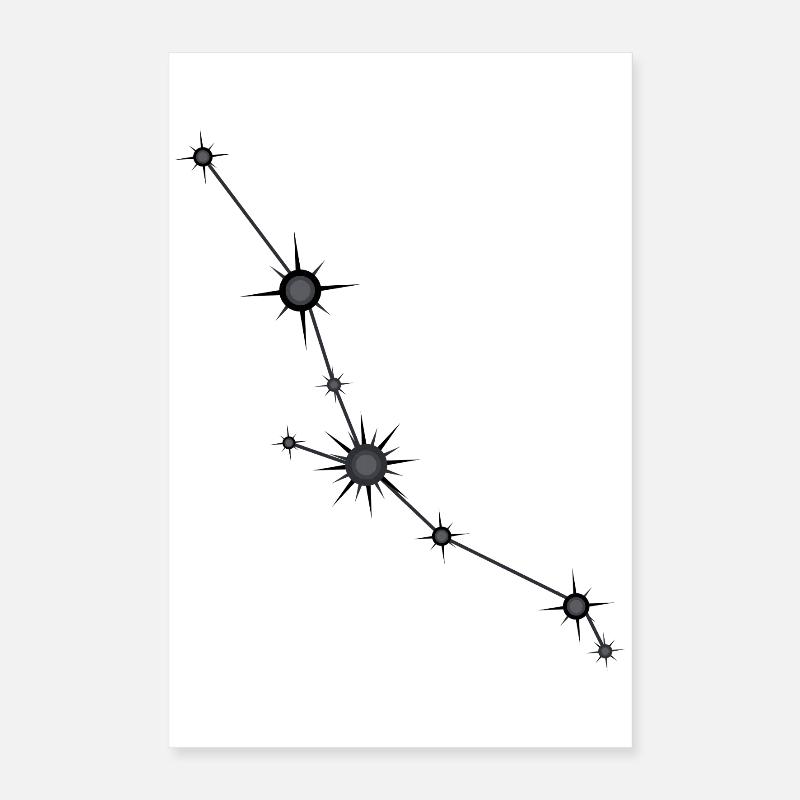 Taurus Star Constellation Zodiac Sign Black & Gray Poster 16" x 24" (40x60 cm)