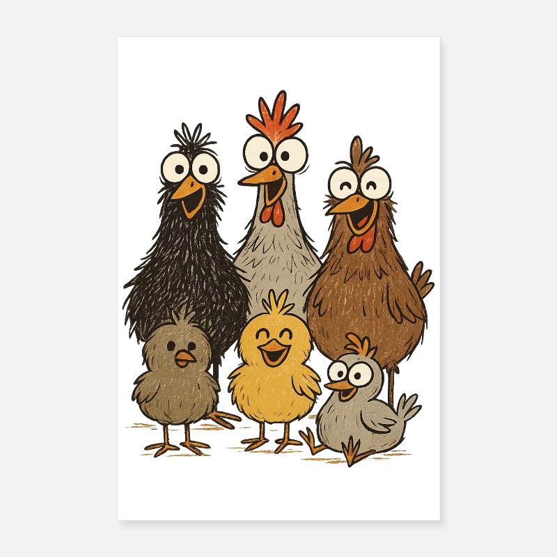 Laughing chickens and chicks Poster 16" x 24" (40x60 cm)