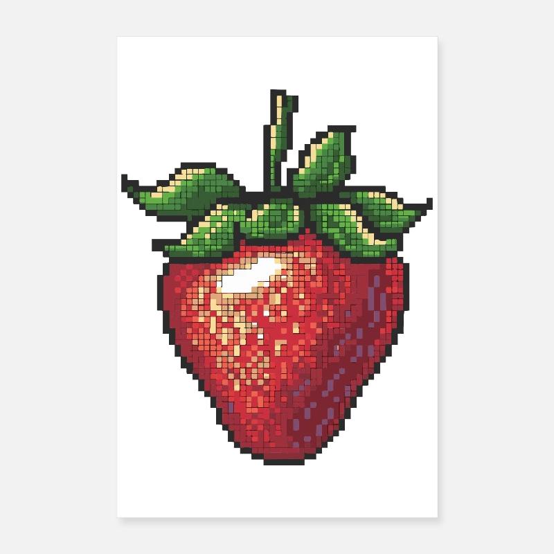 Erdbeere im Pixelstil Poster 40x60 cm